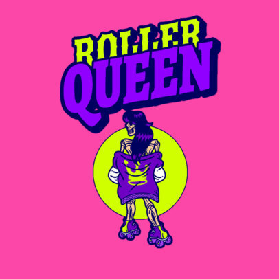 Logo Template Featuring a Female Skeleton With Roller Skates 