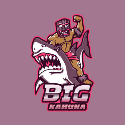 Gaming Logo Template Featuring a Masked Character Riding a White Shark