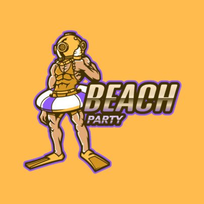 Gaming Logo Generator Featuring a Funny Diver with a Floating Ring