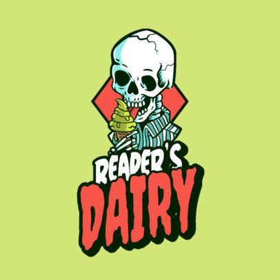 Logo Creator for an Urban Clothing Store Featuring a Skeleton Eating Ice Cream