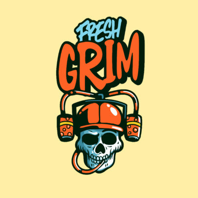 Streetwear Logo Template Featuring an Illustrated Skull with a Drinking Cap 3492p