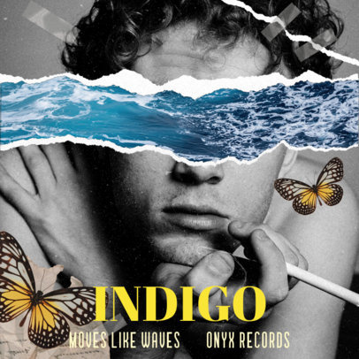 Cover Template for an Independent Musician Featuring a Collage Style 2763a