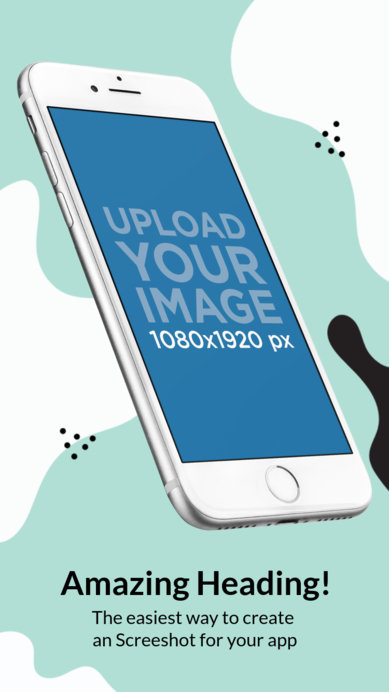 Mockup of an Angled iPhone 7 Floating Against a Customizable Background