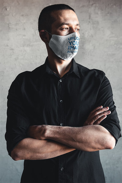 Face Mask Mockup Featuring a Man Posing
