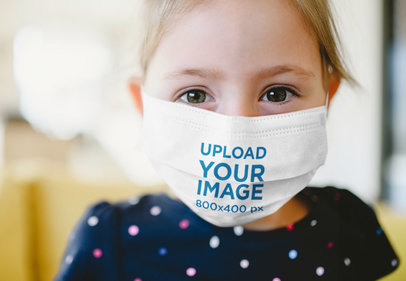 Mockup of a Little Girl Wearing a Face Mask