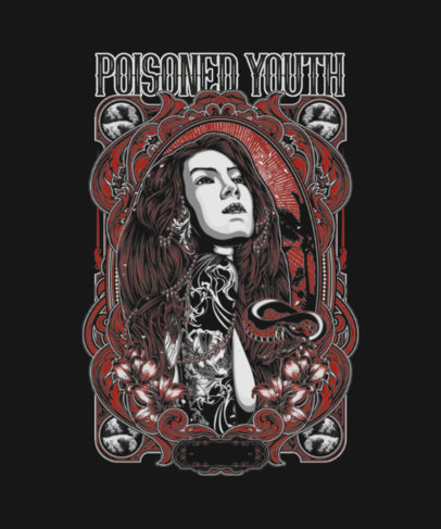 T-Shirt Design Template with Dark and Complex Illustrations 2408-el1