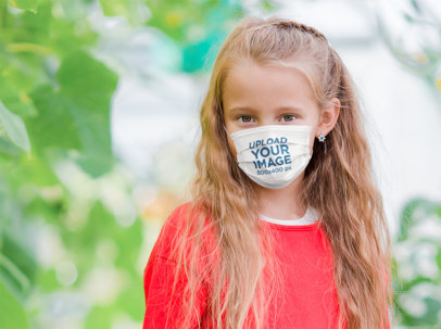 Face Mask Mockup of a Girl Posing by Some Plants 39892-r-el2