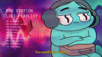 Music-Themed YouTube Thumbnail Template with Bizzarre Cartoon Characters 2774