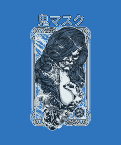 Illustrated T-Shirt Design Maker with a Detailed Japanese Demon