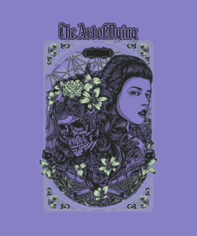 T-Shirt Design Template with a Death-Themed Illustration