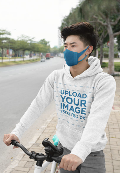 Mockup of a Man Wearing a Heathered Hoodie