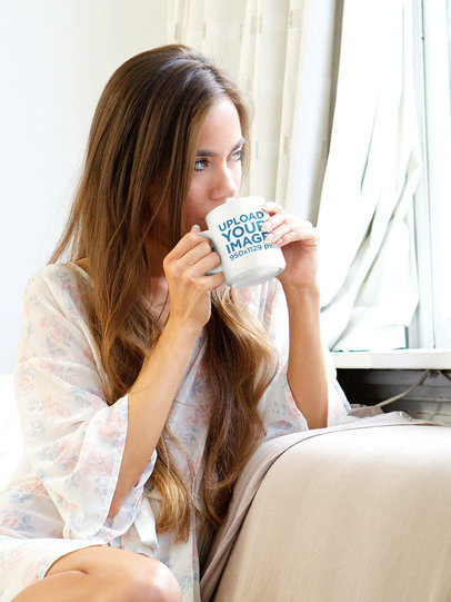 11 oz Mug Mockup of a Woman Drinking Coffee in the Morning 35385-r-el2