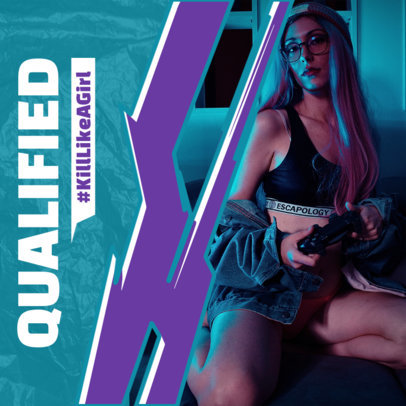 Cool Instagram Post Template Featuring a Female Gamer's Picture 