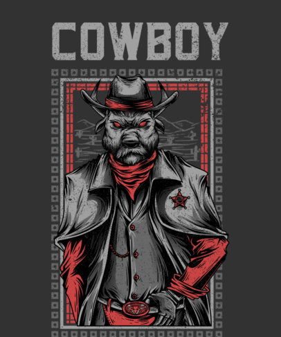 Illustrated T-Shirt Design Featuring an Obscure Cowboy 2415b-el1