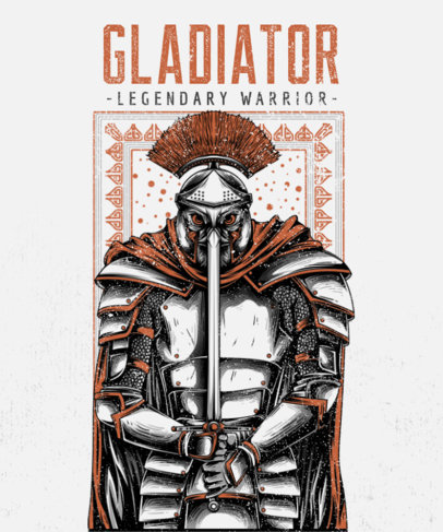 Illustrated T-Shirt Design Featuring a Legendary Gladiator 2451d-el1