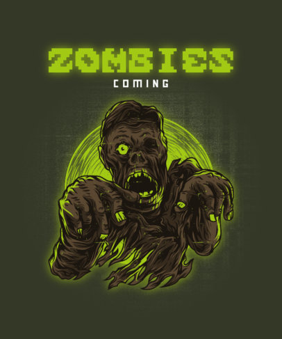 T-Shirt Design Template Featuring a Walking Zombie Illustration