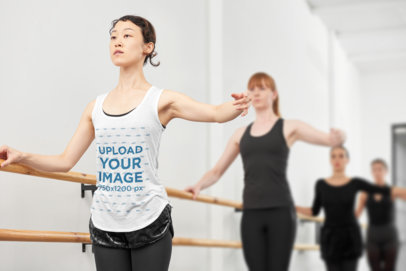 Tank Top Mockup Featuring a Woman at a Ballet Class 