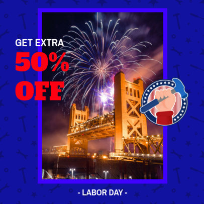 Instagram Post Maker with a Promo Announcement for Labor Day 2777j