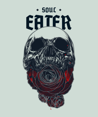 T-Shirt Design Template Featuring Dark Skull Graphics