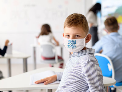 Face Mask Mockup of a Kid at School 