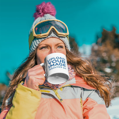 11 oz Coffee Mug Mockup of a Woman Getting Ready to Ski 38179-r-el2
