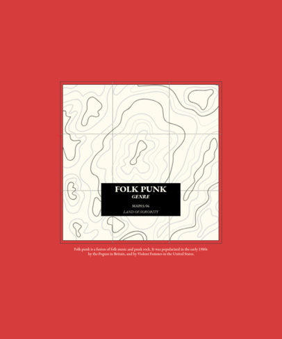 Music-Themed T-Shirt Design Template with a Wavy Topographic Map