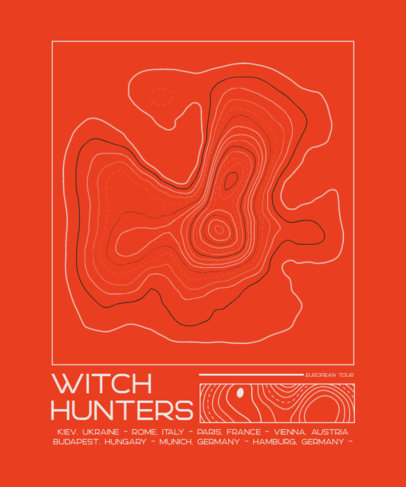 T-Shirt Design Maker Featuring Colorful Topographic Curves for Music Tour Merch