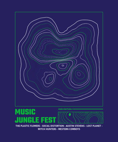 T-Shirt Design Template for a Music Fest Featuring Topographic Curves