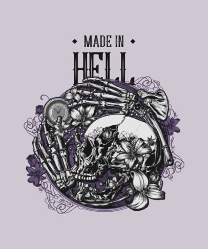 T-Shirt Design Maker Featuring an Illustrated Skull with Flowers