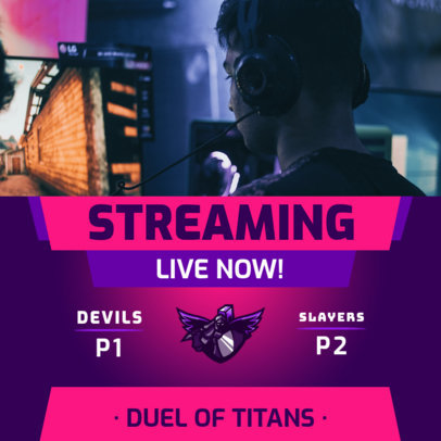 Instagram Post Maker Announcing the Streaming of a Live Gaming Match