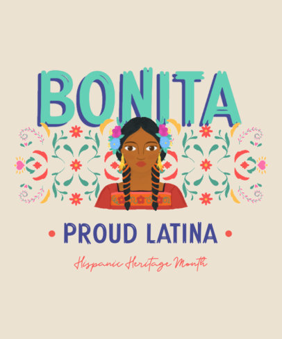 T-Shirt Design Template Featuring a Latin Woman Illustration