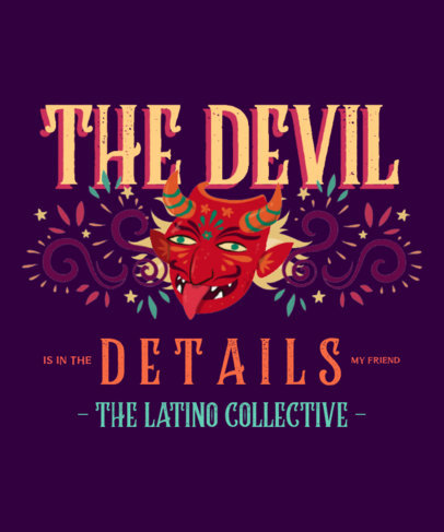 Colorful T-Shirt Design Creator Featuring a Latin Devil Mask Graphic