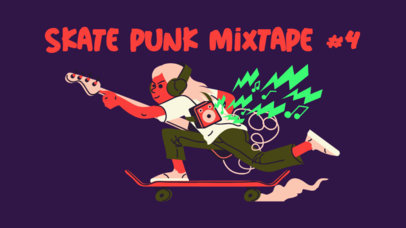 Illustrated YouTube Thumbnail Template for a Skate Punk Mixtape 2773b