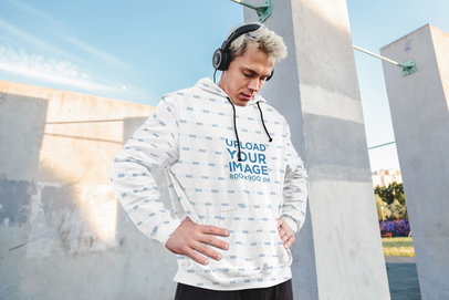 Sublimated Hoodie Mockup of a Man Stretching Before Going for a Run 40044-r-el2