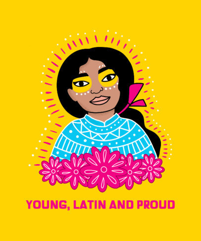 Illustrated T-Shirt Design Generator with a Latino-Pride Quote