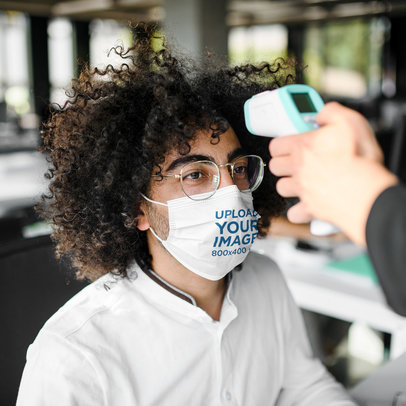 Mockup of a Curly-Haired Man Wearing a Face Mask 39658-r-el2