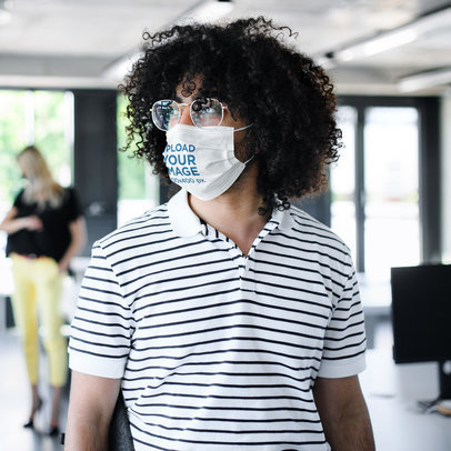 Face Mask Mockup Featuring a Man With Curly Hair 39865-r-el2