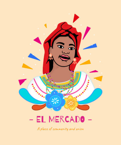 Illustrated T-Shirt Design Maker with a Latino Woman Wearing a Traditional Dress