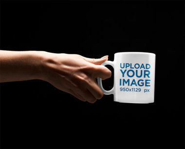 Mockup Featuring a Woman's Hand Holding an 11 oz Coffee Mug 