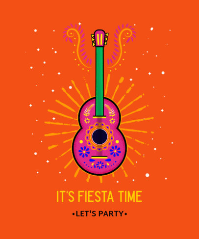 T-Shirt Design Template Featuring a Colorful Acoustic Guitar Illustration