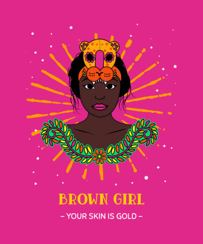 T-Shirt Design Creator Featuring a Proud Brown Skin Girl Illustration