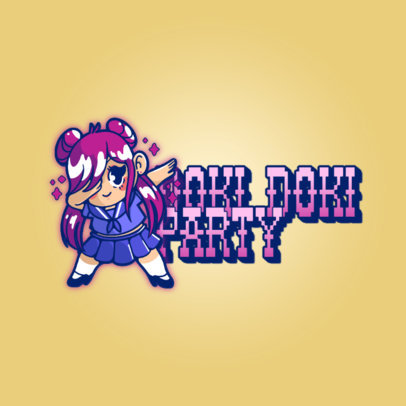 Logo Template with an Anime Graphic of a Chibi Girl Dancing 3529j