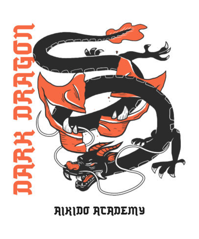 Illustrated T-Shirt Design Template Featuring a Japanese Dragon
