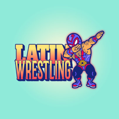 Logo Template Featuring a Masked Wrestler Cartoon 
