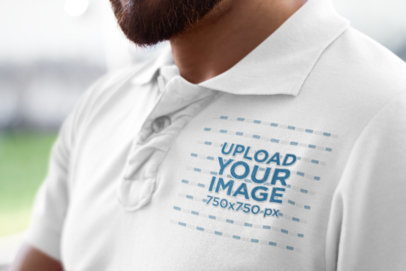 Polo Shirt Mockup Featuring a Bearded Man