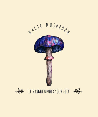 Illustrated T-Shirt Design Template Featuring Mushroom Graphics