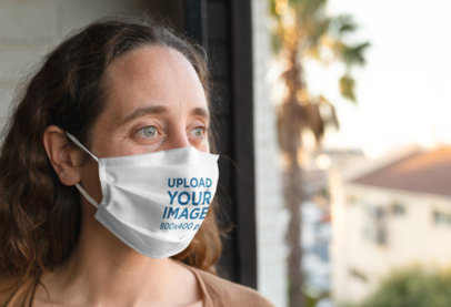 Mockup of a Middle-Aged Woman Wearing a Face Mask