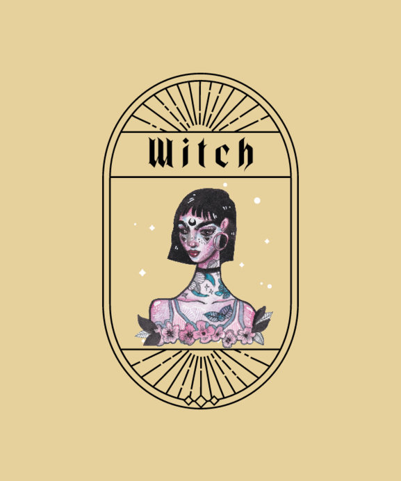 Placeit - T-Shirt Design Generator with a Modern Witch Illustration