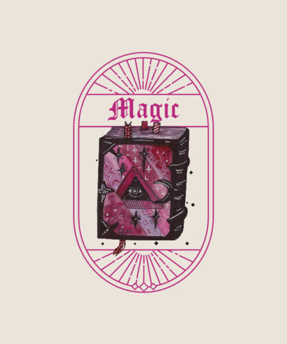 T-Shirt Design Template with a Magic Book Illustration