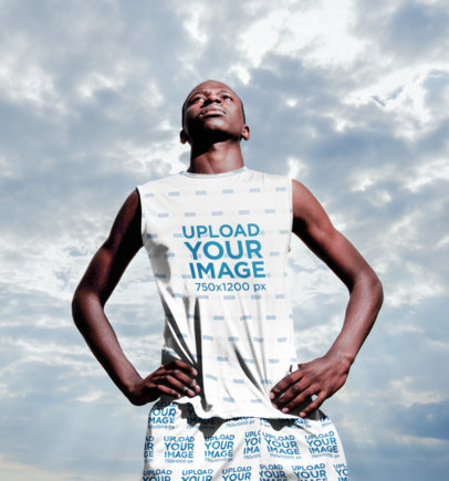 Sublimated Tank Top Mockup of an Athlete with a Power Pose 38917-r-el2